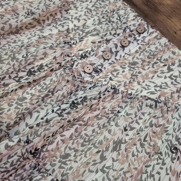 By Together Ivory & Pink Lined Tiered Ruffle Skirt Size Small - Picture 2 of 7